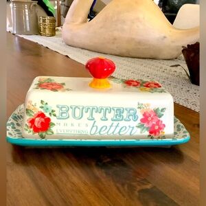 Pioneer woman, vintage floral butter dish